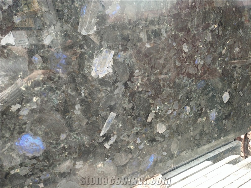 First Quality Of Ukraine Galactic Blue Granite Slab, Labratorite Blue Granite from Old Quarry