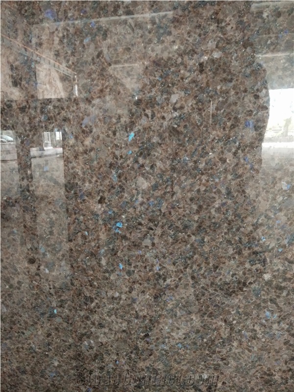 Labrador Antique Granite Gangsaw Slab, Norway Brown Granite,Many Blue Stars on the Material