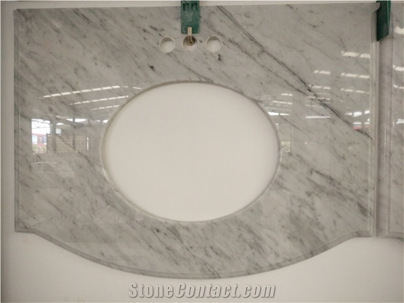 White Marble Vanity Tops Bath Tops, Made Of Italy Carrara White