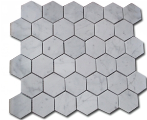 Hexagon Carrara White Marble Mosaic Tiles for Wall and Floor
