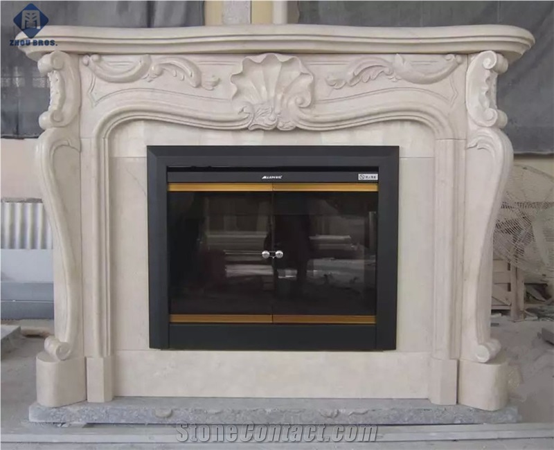 Beige Galala Fireplace ,Carved Fireplace ,Flower Fireplace,Fireplace Mantel ,Fireplace Cover