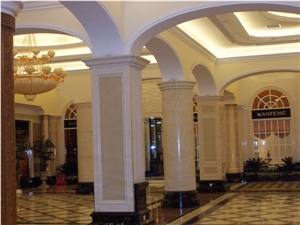 Beige Marble Simple Design Column for Hotel Decoration