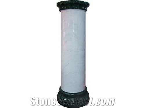 Bianco Carrara Marble & Indian Forest Green Marble Column Western Style