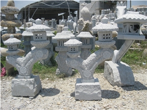 China G603 Bianco Sardo Grey Granite Sculptured Japanese Lanterns / Landscaping Stone