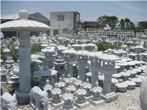 China Grey G603 Granite Sculptured Japanese Lanterns / Landscaping Stone