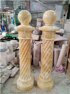 China Honey Onyx Handcarved Scluptured Column