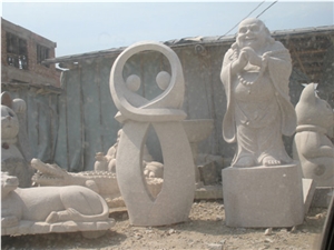G603 / G602 Bianco Sardo Grey Granite Handcarved Sculptures /China Sesame Grey Granite Animal Landscape Sculptures