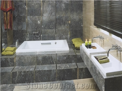 Grey Marble Bathroom Interior Design Flooring
