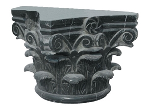 Indian Forest Green Marble Hand Carving Sculptured Column Tops & Column Base