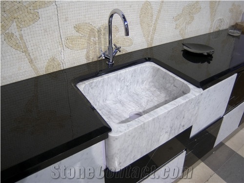 Shanxi Black Granite Vanity Tops / China Absolutely Black Granite Bathroom Tops
