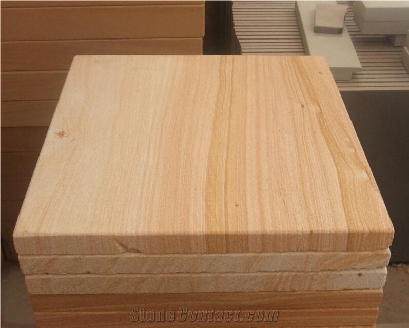 Sichuan Yellow Wooden Vein Sandstone Slabs & Tiles for Walling Cladding, China Yellow Sandstone