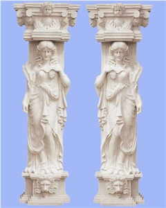 White Limestone Pedestal Columns Western Style