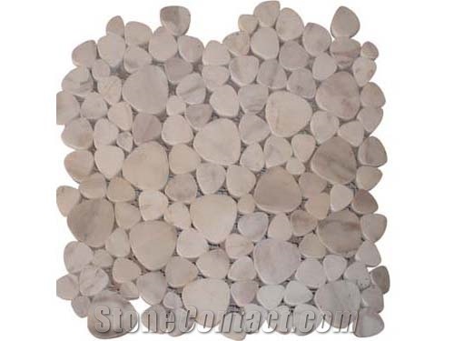 White Marble Chipped Mosaic Tiles for Bathroom Interior Walling