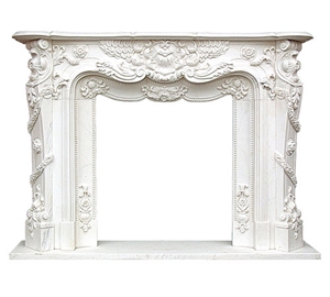 White Marble Fireplace Hand Carving Western Style / Fireplace Hearth