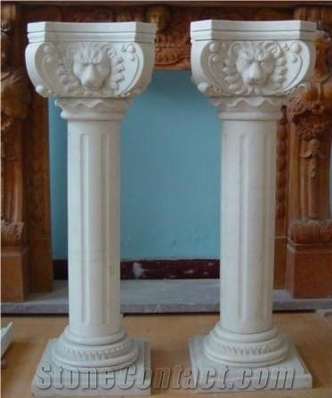 White Marble Sculptured Columns Post/ Interior Marble Pillar