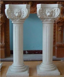 White Marble Sculptured Columns Post/ Interior Marble Pillar