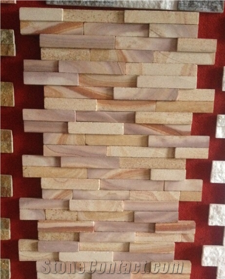 New Arrival Flat Finished High Quality Interior Deorative Wall Stone, Yellow Sandstone Cultured Stone