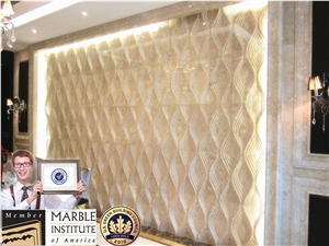 Beige Color Water-Jet Marble Marble Engraving for Wall Decoration