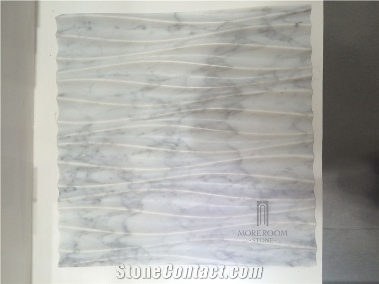 Italy Carrara White Marble Tiles 3d Molding, Polished Natural Marble Background Decor Yunfu Factory Price