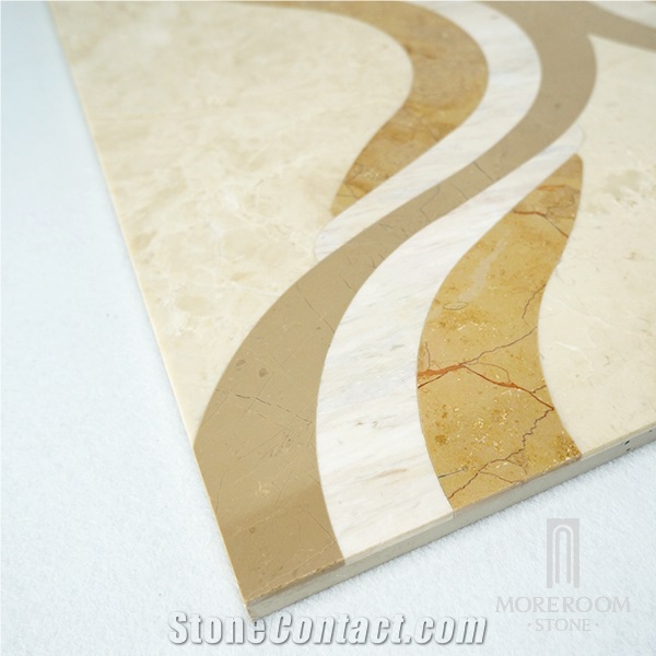 Latte Marble Yellow Medallion Cappucino Marble Laminated Panel