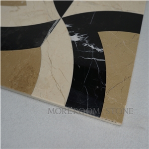 Turkey Golden Beige Marble Flooring Border Designs Marble Stone Waterjet Marble Tiles Design Floor Pattern