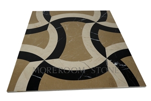 Turkey Golden Beige Marble Flooring Border Designs Marble Stone Waterjet Marble Tiles Design Floor Pattern