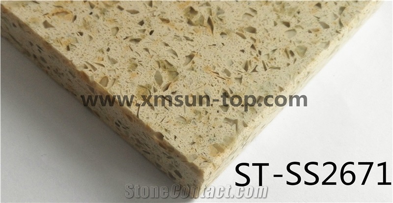 Beige Artificial Quartz Stone Slab /Artificial Quartz Slab&Tile/Engineered Stone Slab/Floor & Wall Tile/ Wall & Floor Covering/Polished Surface/Silestone/Man-Made Quartz Stone/China Quartz