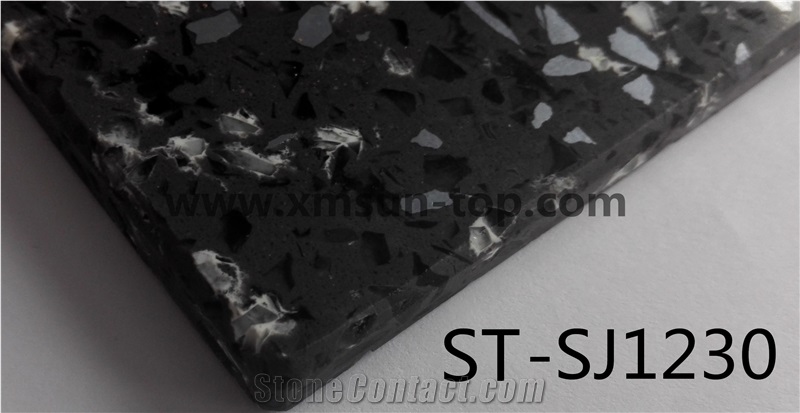 Black Artificial Quartz Stone Slab/Black Artificial Quartz Stone Slab&Tile/Engineered Stone Slab/Floor & Wall Tile/ Wall Covering/Floor Covering/Polished Surface