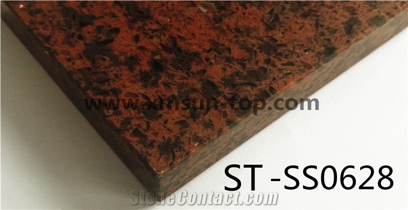 Brown and Black Artificial Quartz Stone Slab/Artificial Quartz Slab & Tile/ Engineered Stone Slab/Floor & Wall Tile/ Wall & Floor Covering/Polished Surface/Silestone/Man-Made Quartz Stone/China Quartz
