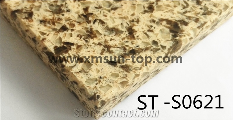 Brown Artificial Quartz Stone Slab /Artificial Quartz Slab&Tile/Engineered Stone Slab/Floor & Wall Tile/ Wall & Floor Covering/Polished Surface/Silestone/Man-Made Quartz Stone/China Quartz