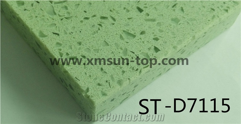 Green Artificial Quartz Stone Slab /Artificial Quartz Slab&Tile/Engineered Stone Slab/Floor & Wall Tile/ Wall & Floor Covering/Polished Surface/Silestone/Man-Made Quartz Stone/China Quartz