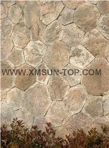 Rusty Sandstone Flagstone/ Rust Yellow Sandstone Walling & Building/ Rust Yellow Random Flagstones/ Yellow Fagstone Wall/ Irregular Flagstones