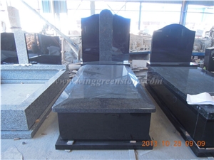 Black Granite Family or Cemetery Tombstone Beida Black Granite Headstone Monuments, Winggreen