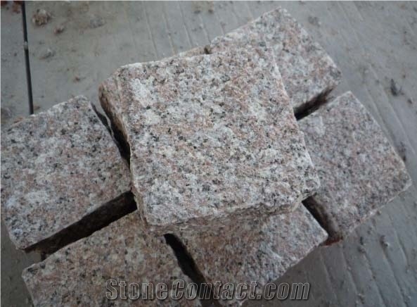 Own Factory, Chinese Red Granite Cobble Stone for Garden Stepping Pavements, G648 Granite Cubes, Natural Surface Paving Sets, Golden Brown Granite Courtyard Road Pavers, Xiamen Winggreen Manufacturer