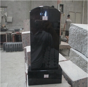 Shanxi Black Malaysia Tombstones Granite Gravestones, Black Granite Monument, Upright Tombstones, Winggreen