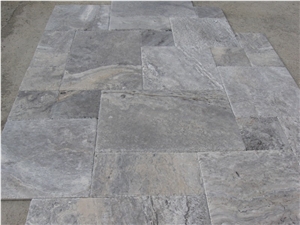 Silver Travertine Tiles, Pattern Flooring Tiles, Grey Travertine Wall Tiles