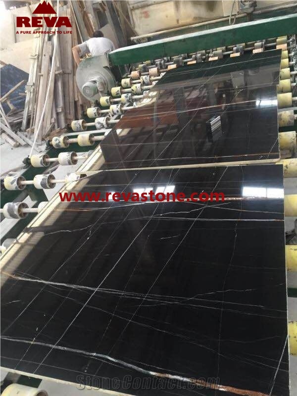 Nero Tunisi Marble Slabs & Tiles, Tunisia Black Marble,Tala Noire Black Marble with Gold Lines