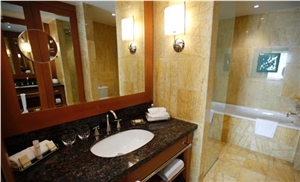 Granite Tan Brown Bathroom Vanitytop with Marble Spider Beige Wall Tiles