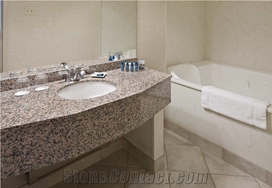 Granite Tiger Skin Red Bathroom Curved Vanitytop for Delta Hotels & Resorts