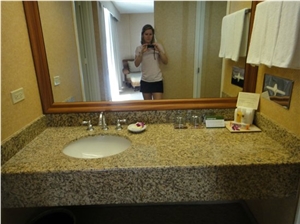 Navajo White Granite Bathroom Countertop with Underneath Apron for Hyatt Hotel