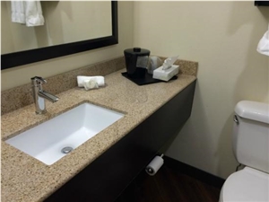 Square Sink Cutout Bathroom Vanitytop with White Ceramic Sink for La Quinta Inn and Suites