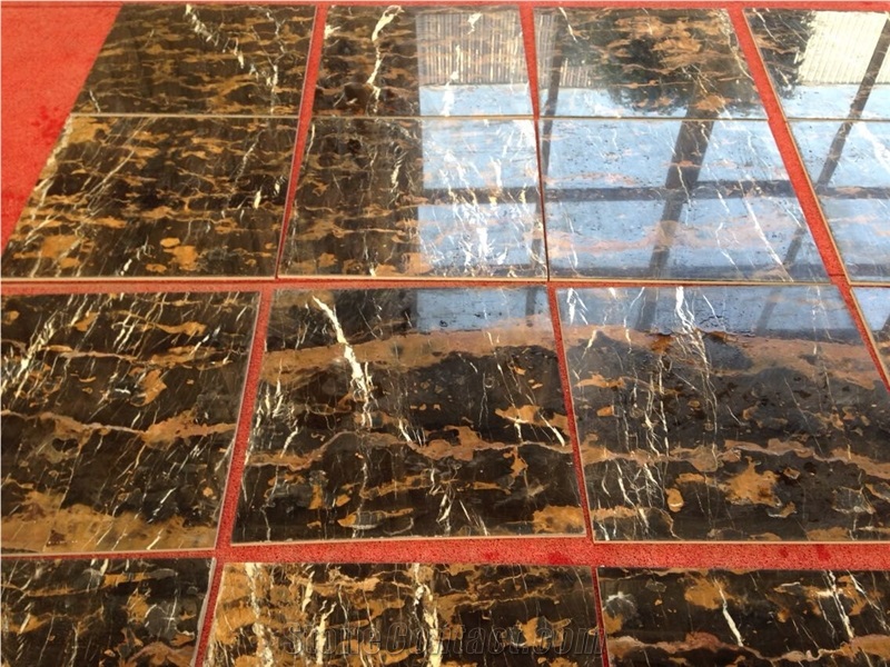 Marble Tiles, Portoro Gold Marble, Marble Floor Tiles/Black Marble