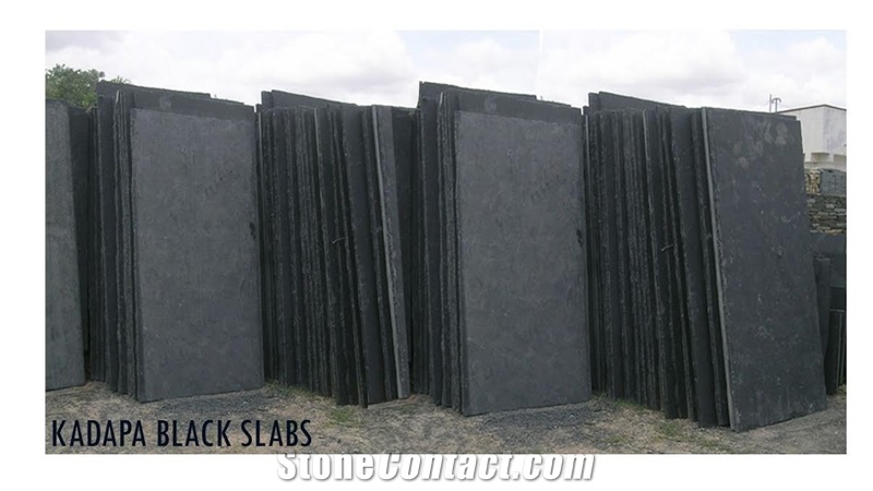 Cuddapha Black Limestone Handcut Slabs, Cube Stone, Pavers