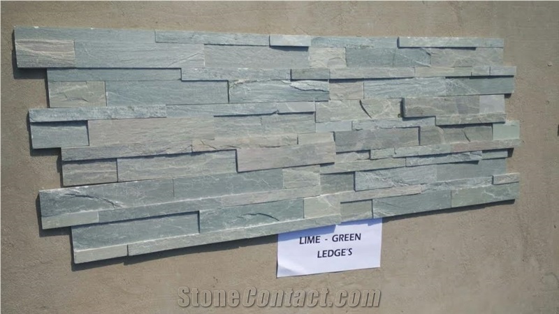 Lime Green Limestone Ledge Natural, Green Limestone Cultured Stone, Ledge Stone