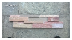 Lime Pink Ledge Stone, Pink Limestone Cultured Stone, Wall Cladding, Veneer