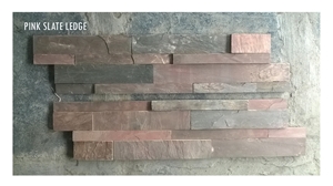 Multi Pink Slate Ledge, Pink Slate Cultured Stone, Wall Cladding, Stacked Stone Veneer India