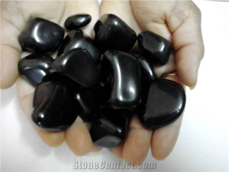 Onyx11, Black Polished Stone Pebble & Gravels