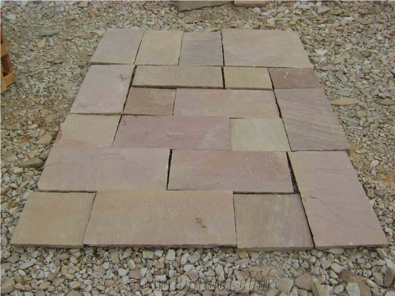 Sandstone Autuman Brown Tiles Pattern, Brown Sandstone Floor Covering Tiles