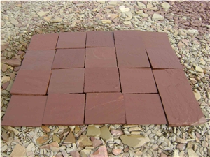 Sandstone Mandan Red Block Tiles & Slabs, Pattern Tiles