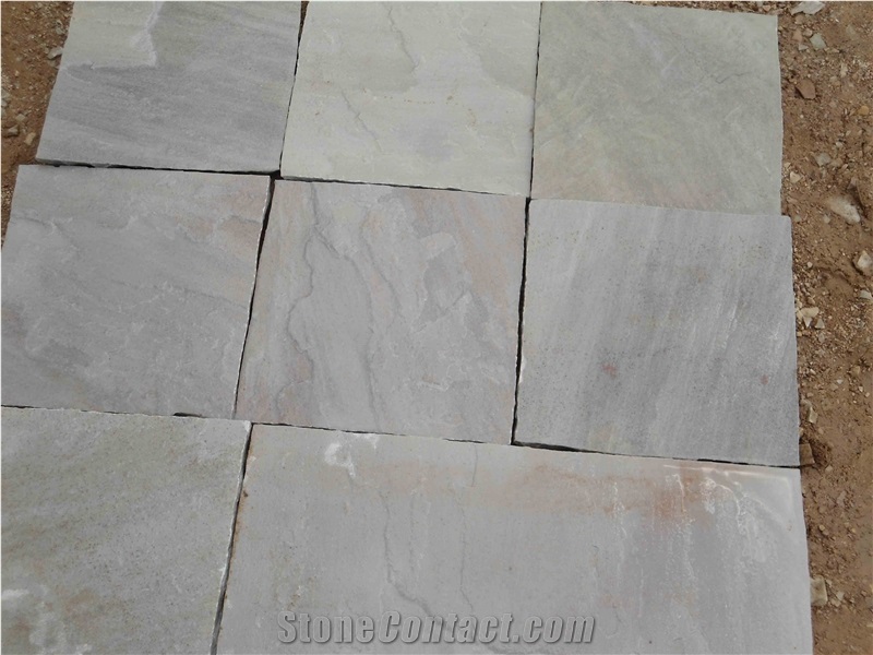 Sandstone Ravina White Tiles, Grey Sandstone Flooring Tiles